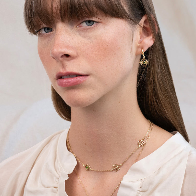 Zoe & Morgan Centred Earrings - Gold Vermeil & Chrome Diopside-Earrings-Walker & Hall