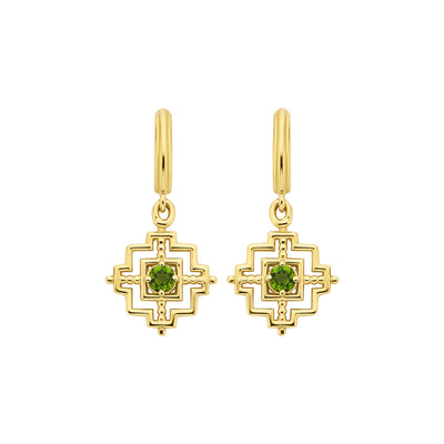 Zoe & Morgan Centred Earrings - Gold Vermeil & Chrome Diopside-Earrings-Walker & Hall