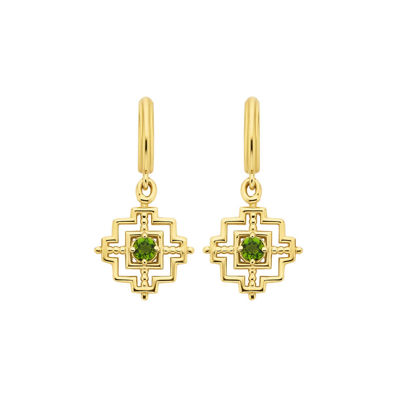 Zoe & Morgan Centred Earrings - Gold Vermeil & Chrome Diopside-Earrings-Walker & Hall