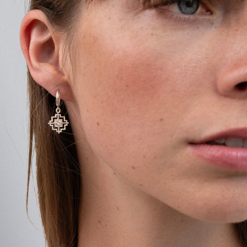Zoe & Morgan Centred Earrings - Sterling Silver & White Zircon-Earrings-Walker & Hall
