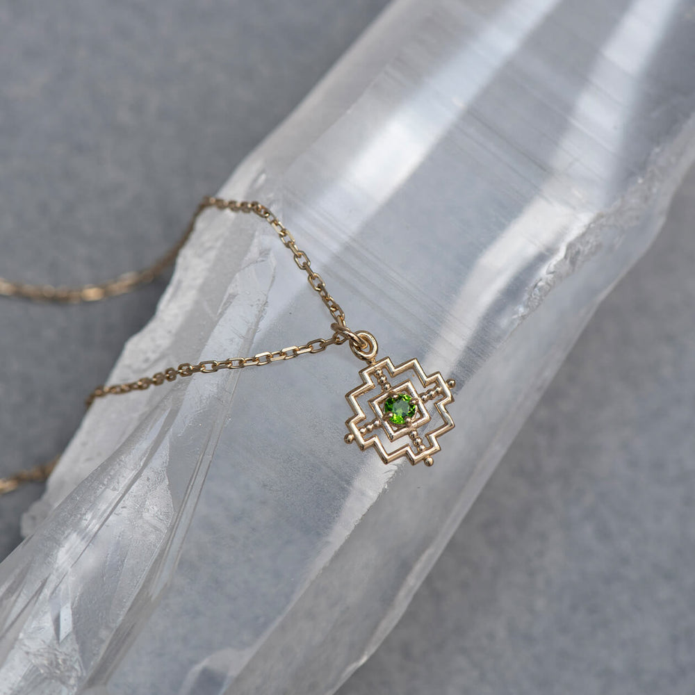 Zoe & Morgan Centred Necklace - Gold Vermeil & Chrome Diopside-Necklace-Walker & Hall