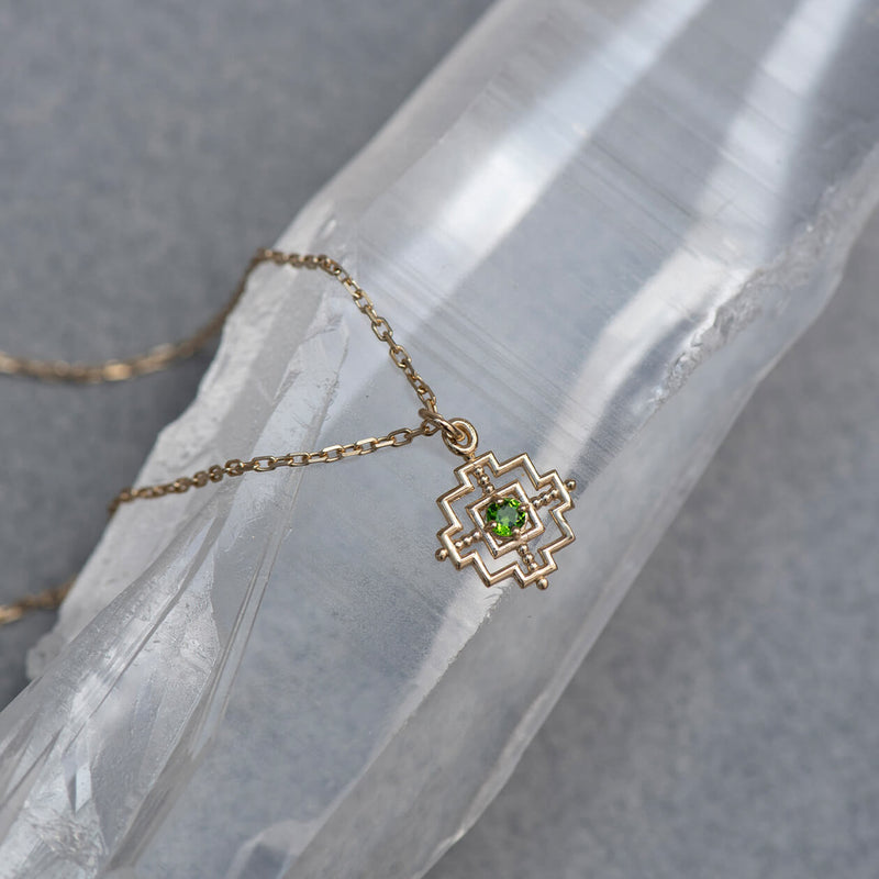 Zoe & Morgan Centred Necklace - Gold Vermeil & Chrome Diopside-Necklace-Walker & Hall