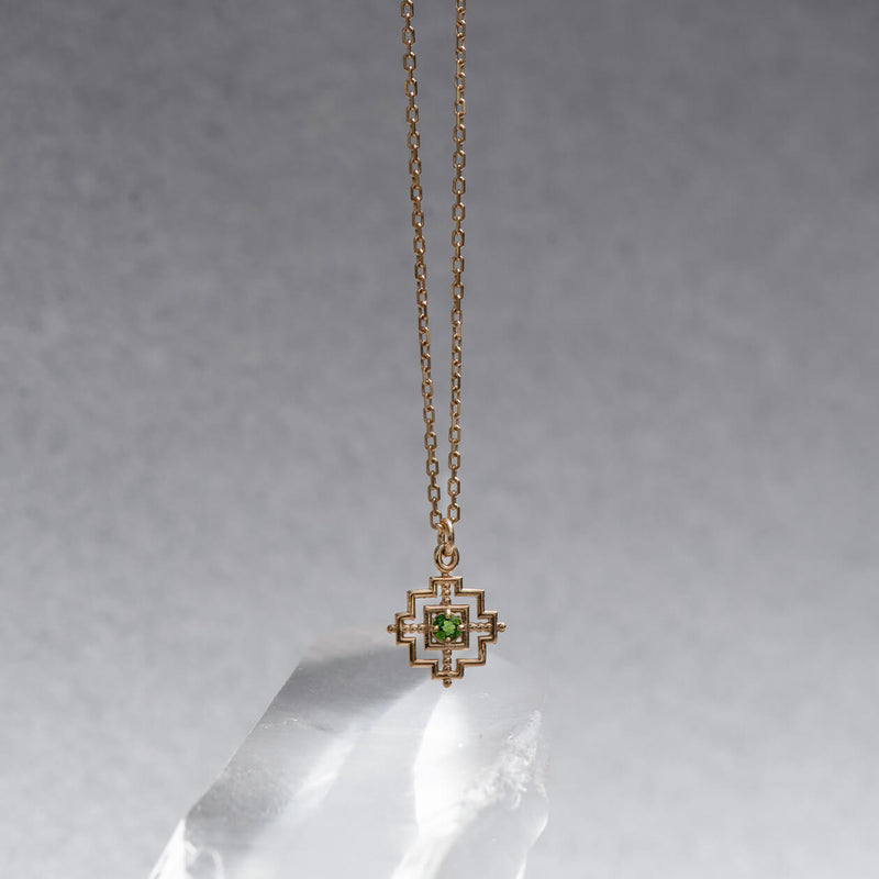 Zoe & Morgan Centred Necklace - Gold Vermeil & Chrome Diopside-Necklace-Walker & Hall