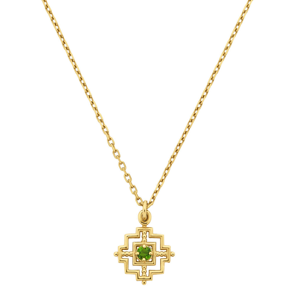 Zoe & Morgan Centred Necklace - Gold Vermeil & Chrome Diopside-Necklace-Walker & Hall