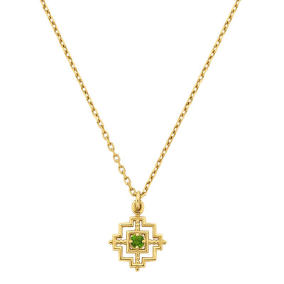 Zoe & Morgan Centred Necklace - Gold Vermeil & Chrome Diopside-Necklace-Walker & Hall