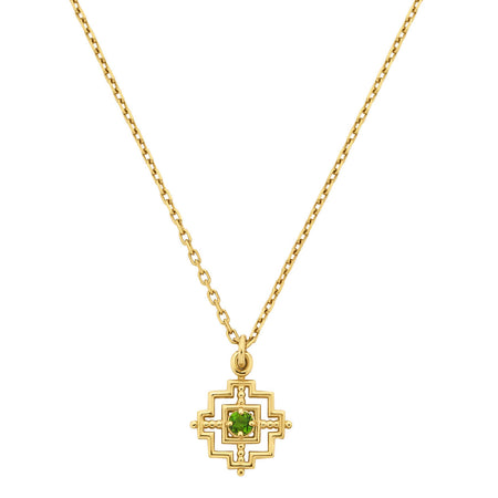 Zoe & Morgan Centred Necklace - Gold Vermeil & Chrome Diopside-Necklace-Walker & Hall