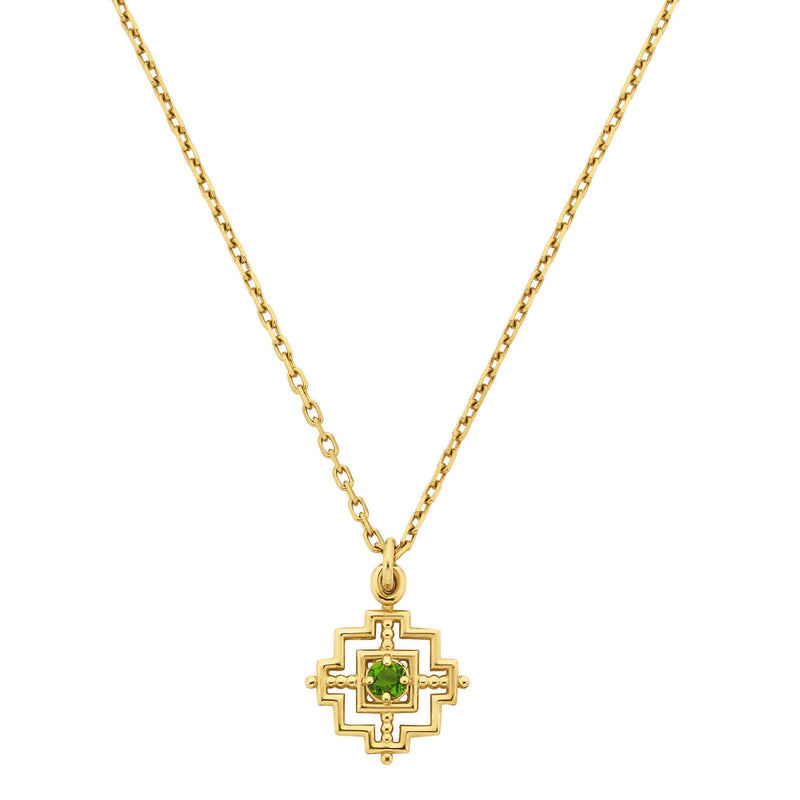 Zoe & Morgan Centred Necklace - Gold Vermeil & Chrome Diopside-Necklace-Walker & Hall
