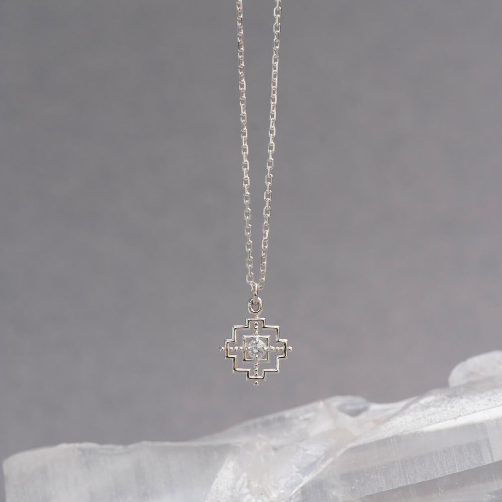 Zoe & Morgan Centred Necklace - Sterling Silver & White Zircon-Necklace-Walker & Hall