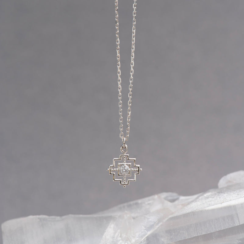 Zoe & Morgan Centred Necklace - Sterling Silver & White Zircon-Necklace-Walker & Hall