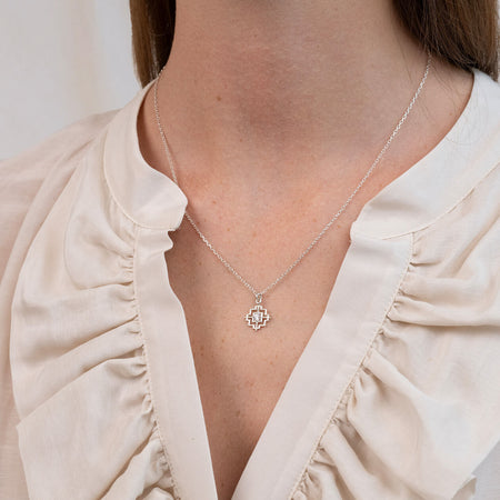 Zoe & Morgan Centred Necklace - Sterling Silver & White Zircon-Necklace-Walker & Hall