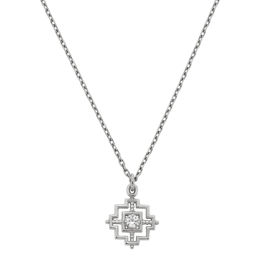 Zoe & Morgan Centred Necklace - Sterling Silver & White Zircon-Necklace-Walker & Hall