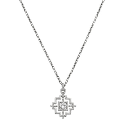 Zoe & Morgan Centred Necklace - Sterling Silver & White Zircon-Necklace-Walker & Hall