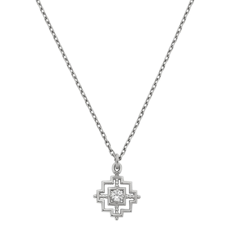 Zoe & Morgan Centred Necklace - Sterling Silver & White Zircon-Necklace-Walker & Hall