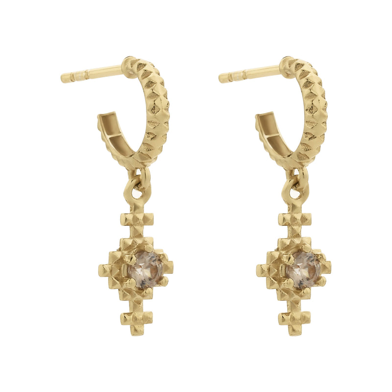 Zoe & Morgan Indie Earrings - Gold Vermeil & Peach Zircon-Earrings-Walker & Hall