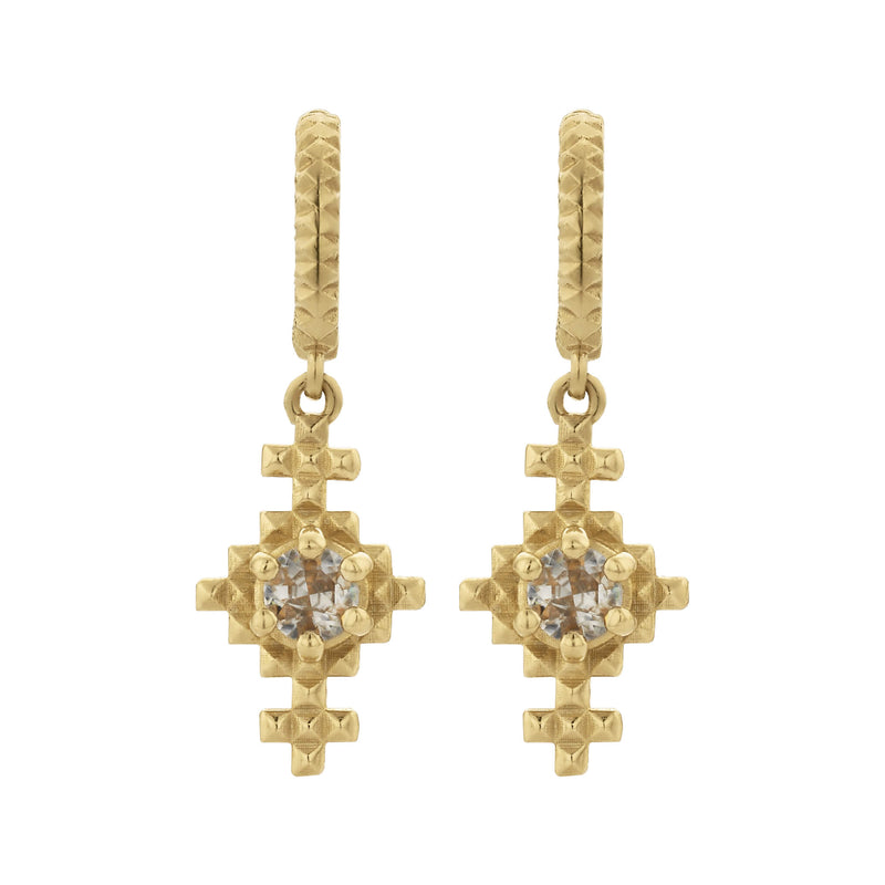 Zoe & Morgan Indie Earrings - Gold Vermeil & Peach Zircon-Earrings-Walker & Hall