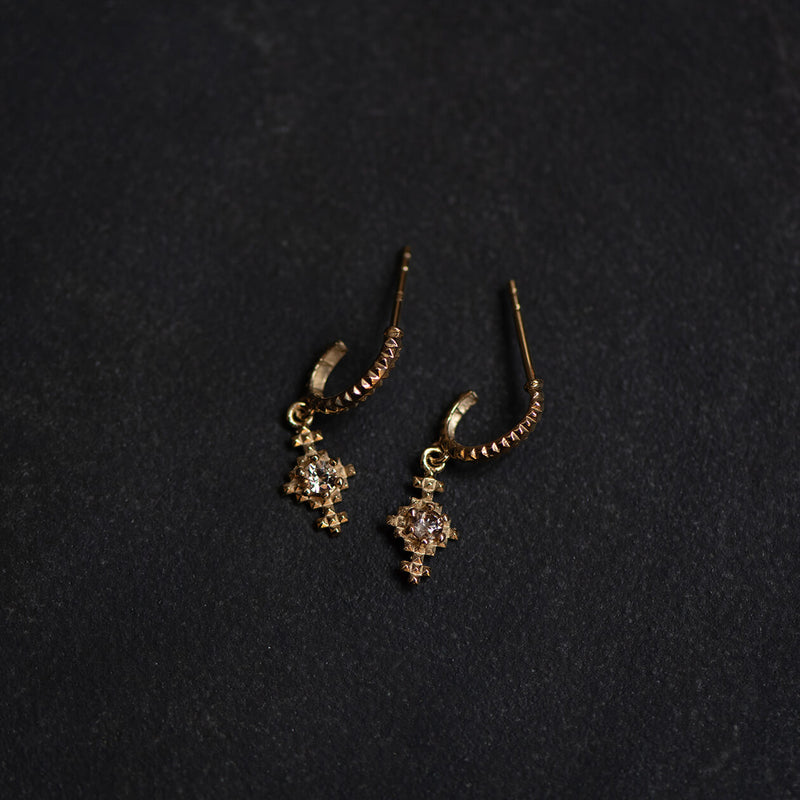 Zoe & Morgan Indie Earrings - Gold Vermeil & Peach Zircon-Earrings-Walker & Hall