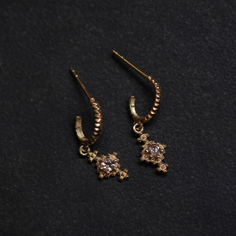 Zoe & Morgan Indie Earrings - Gold Vermeil & Peach Zircon-Earrings-Walker & Hall