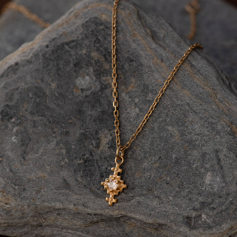 Zoe & Morgan Indie Necklace - Gold Vermeil & Peach Zircon-Necklace-Walker & Hall