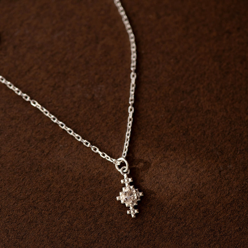 Zoe & Morgan Indie Necklace - Sterling Silver & Peach Zircon-Necklace-Walker & Hall