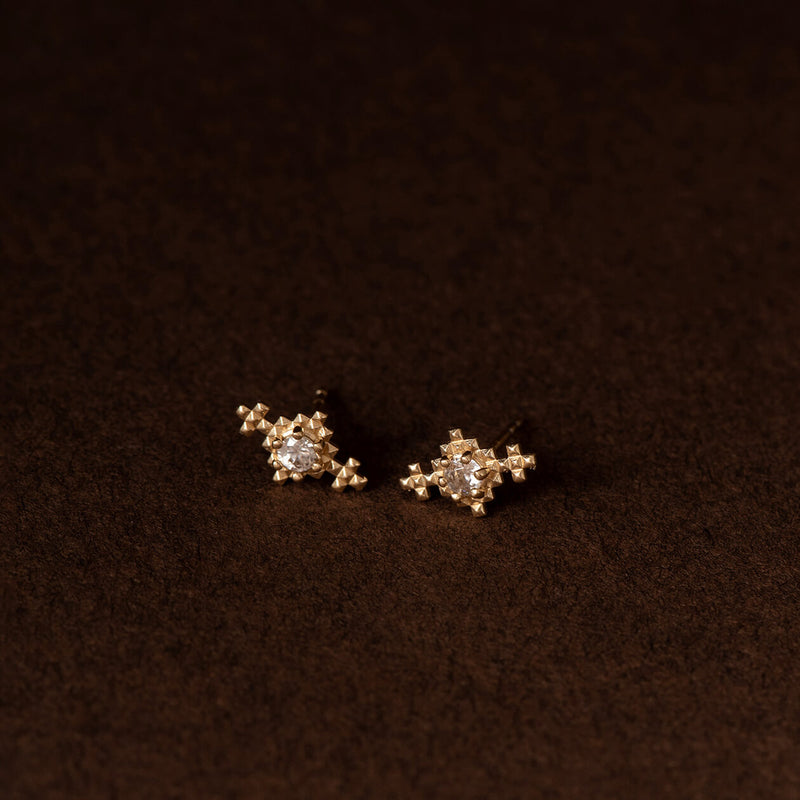 Zoe & Morgan Indie Stud Earrings - Gold Vermeil & Peach Zircon-Earrings-Walker & Hall