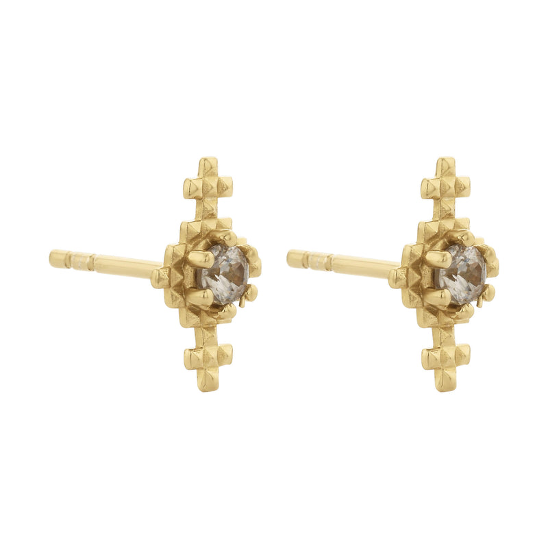 Zoe & Morgan Indie Stud Earrings - Gold Vermeil & Peach Zircon-Earrings-Walker & Hall