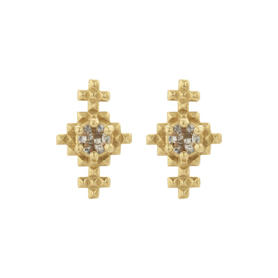 Zoe & Morgan Indie Stud Earrings - Gold Vermeil & Peach Zircon-Earrings-Walker & Hall