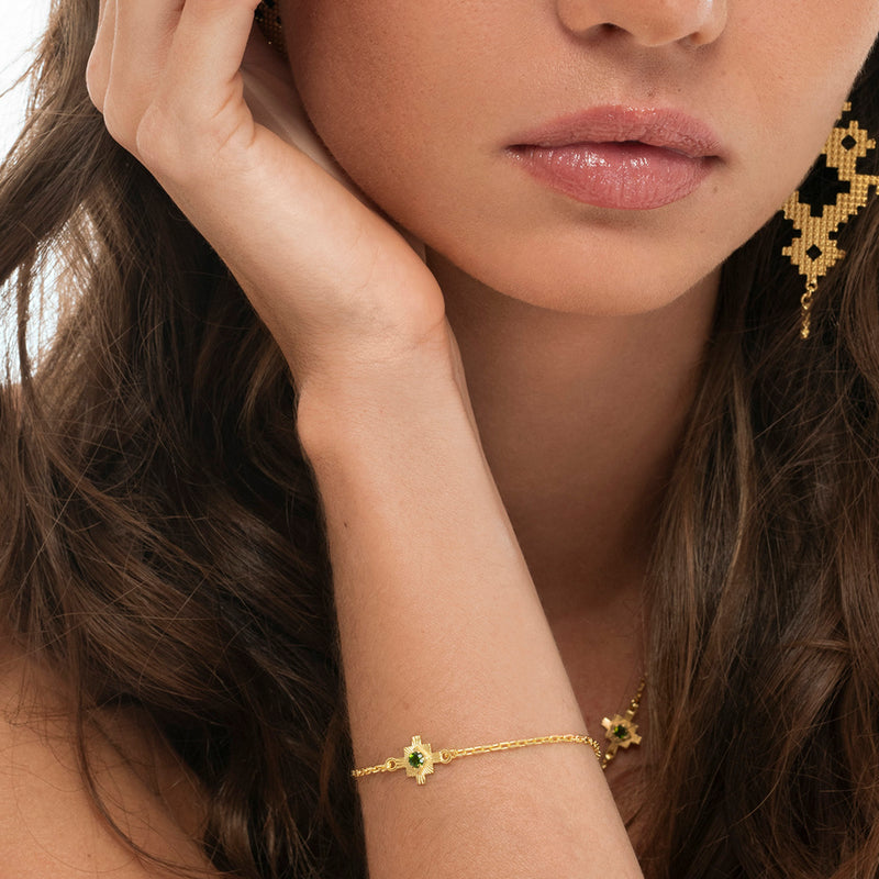 Zoe & Morgan Inka Bracelet - Gold Vermeil & Chrome Diopside-Bracelet-Walker & Hall