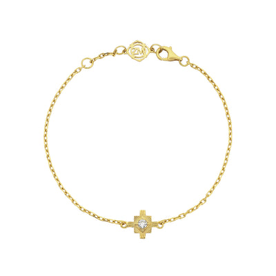 Zoe & Morgan Inka Bracelet - Gold Vermeil & White Zircon-Bracelet-Walker & Hall