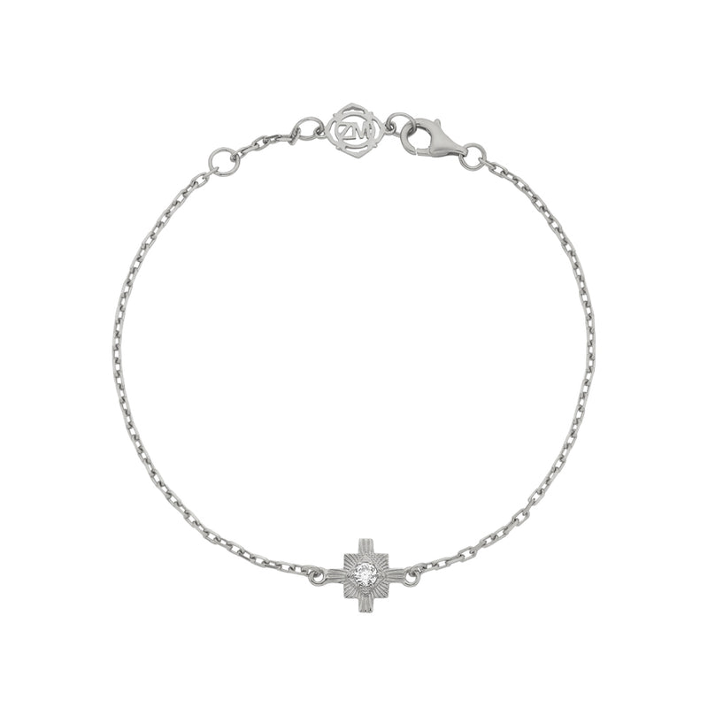 Zoe & Morgan Inka Bracelet - Sterling Silver & White Zircon-Bracelet-Walker & Hall