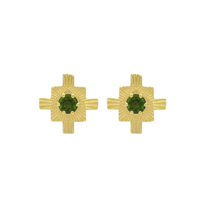Zoe & Morgan Inka Earrings - Gold Vermeil & Chrome Diopside-Earrings-Walker & Hall