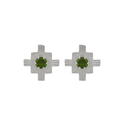 Zoe & Morgan Inka Earrings - Sterling Silver & Chrome Diopside-Earrings-Walker & Hall
