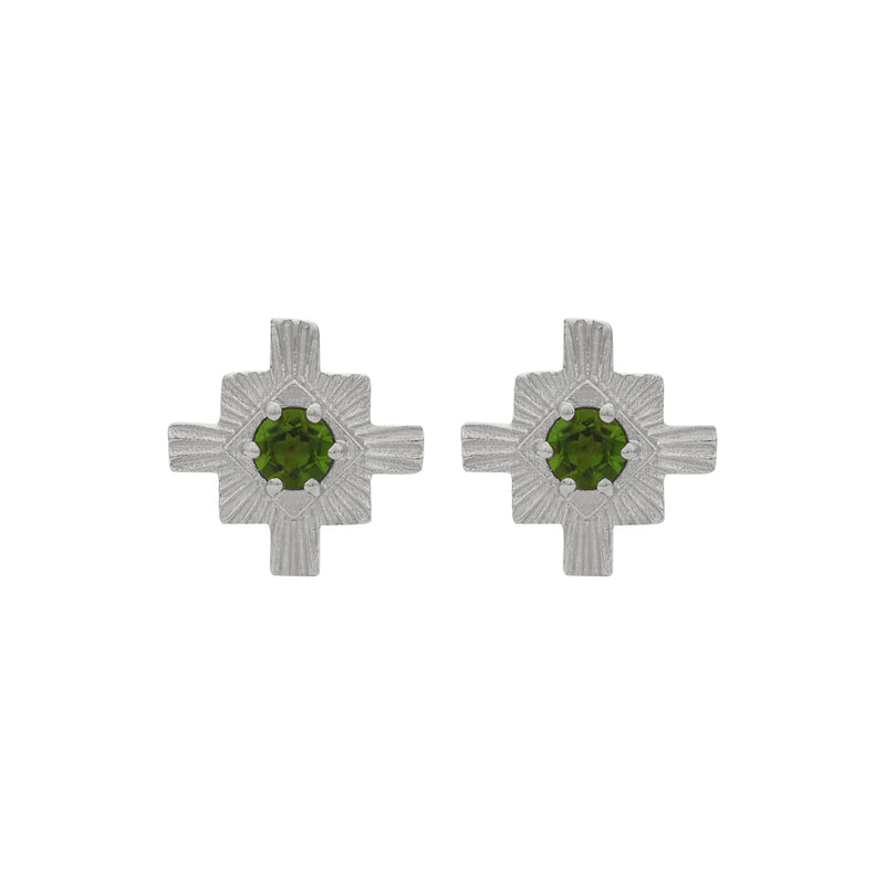 Zoe & Morgan Inka Earrings - Sterling Silver & Chrome Diopside-Earrings-Walker & Hall