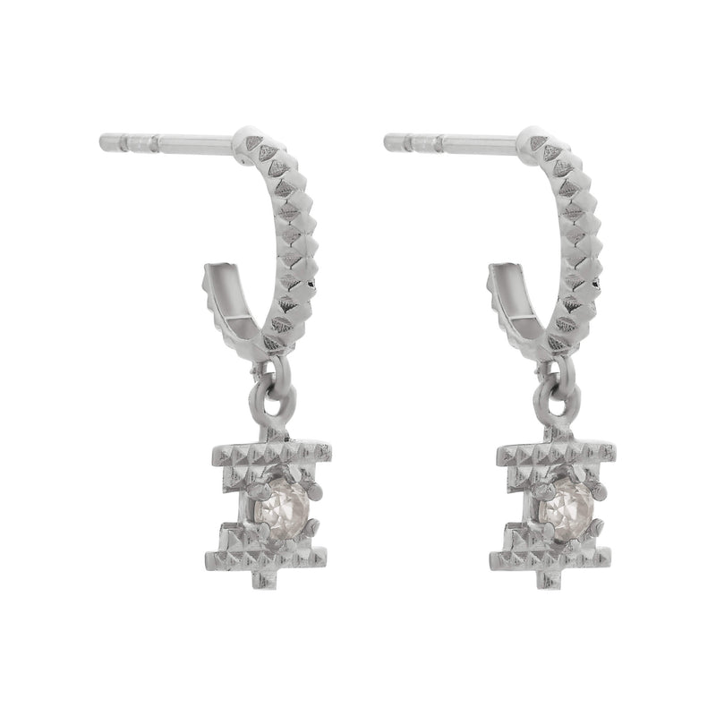 Zoe & Morgan Inti Earrings - Sterling Silver & Peach Zircon-Earrings-Walker & Hall