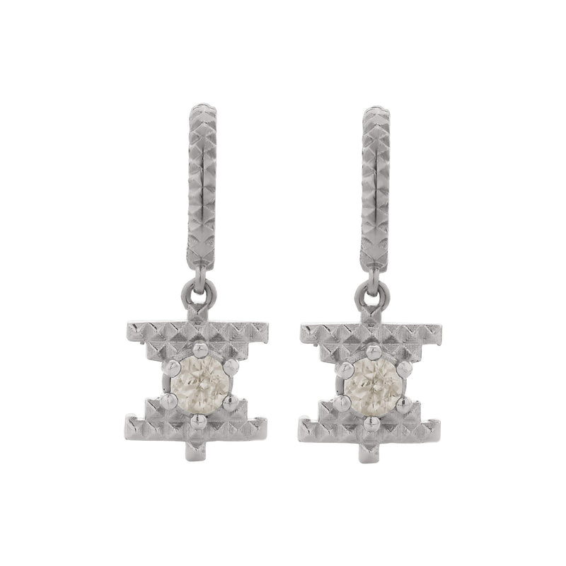 Zoe & Morgan Inti Earrings - Sterling Silver & Peach Zircon-Earrings-Walker & Hall