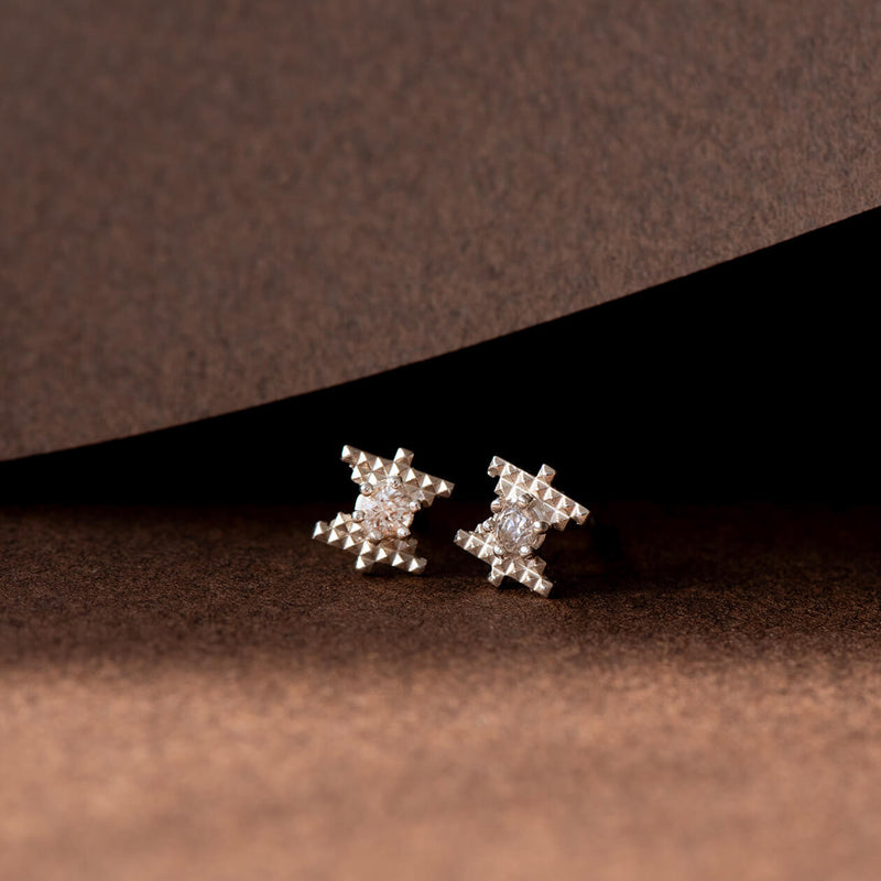 Zoe & Morgan Inti Stud Earrings - Sterling Silver & Peach Zircon-Earrings-Walker & Hall