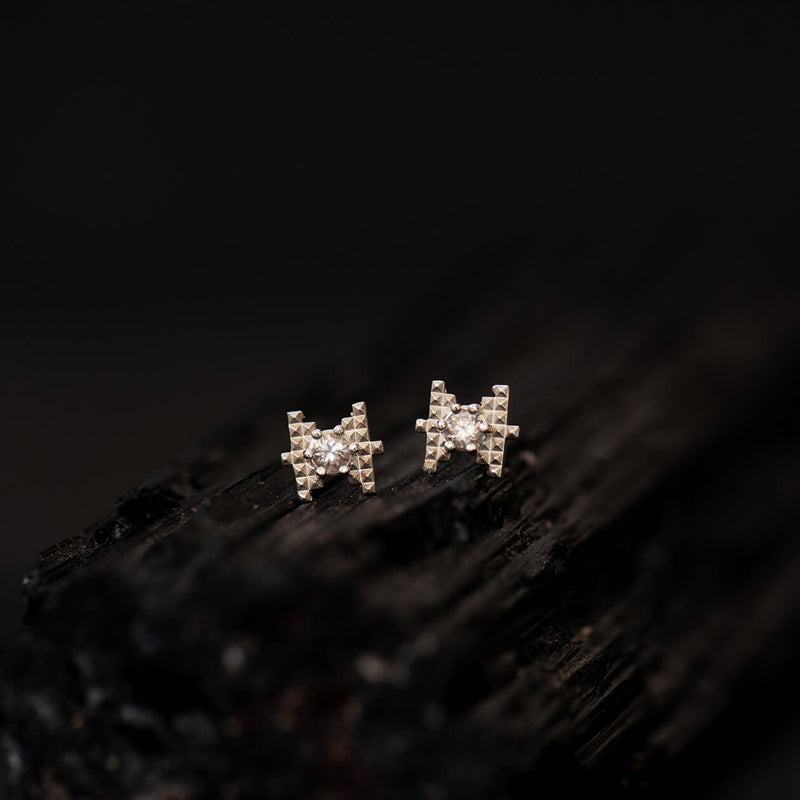 Zoe & Morgan Inti Stud Earrings - Sterling Silver & Peach Zircon-Earrings-Walker & Hall