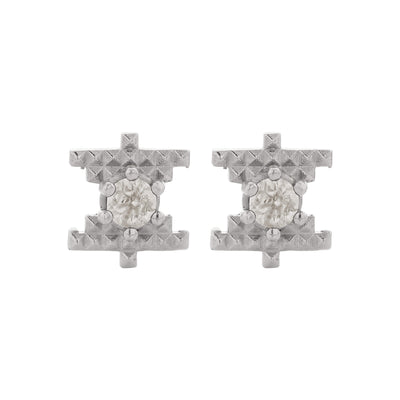 Zoe & Morgan Inti Stud Earrings - Sterling Silver & Peach Zircon-Earrings-Walker & Hall