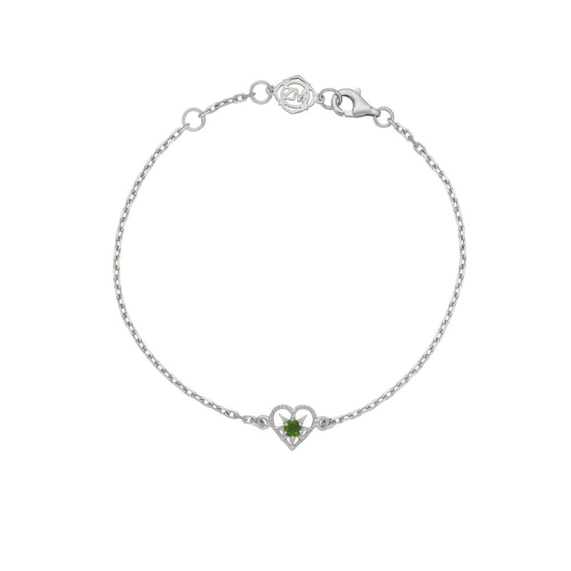 Zoe & Morgan Kind Heart Bracelet - Sterling Silver & Chrome Diopside-Bracelet-Walker & Hall
