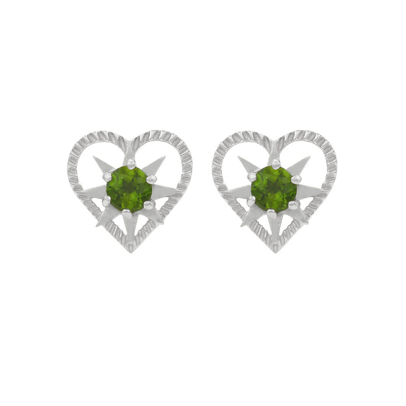 Zoe & Morgan Kind Heart Earrings - Sterling Silver & Chrome Diopside-Earrings-Walker & Hall