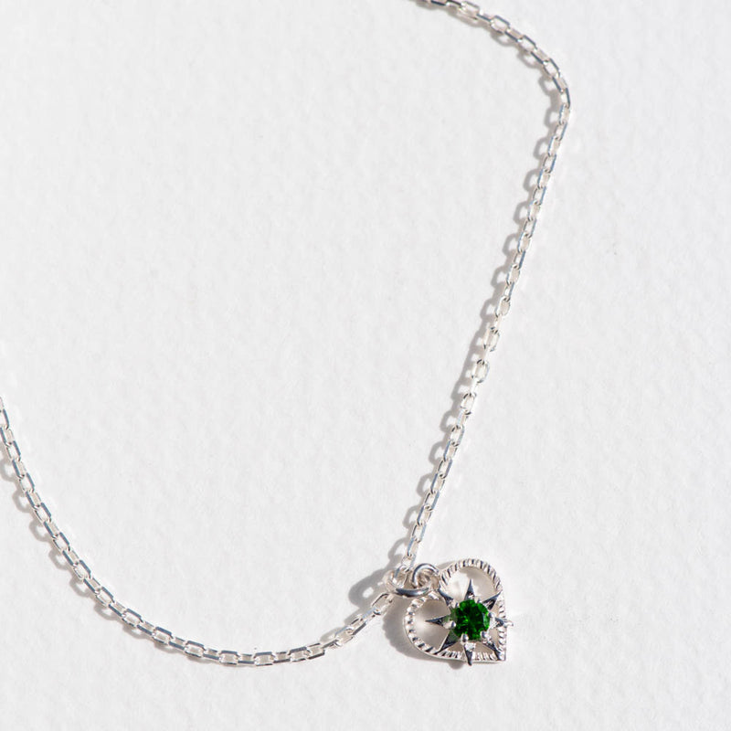Zoe & Morgan Kind Heart Bracelet - Sterling Silver & Chrome Diopside-Bracelet-Walker & Hall