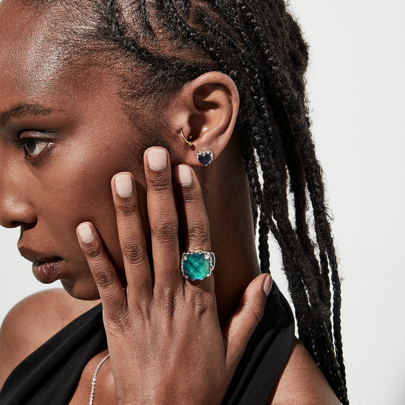 Stolen Girlfriends Club Love Claw Earrings - Sterling Silver & Mood Crystal-Earrings-Walker & Hall