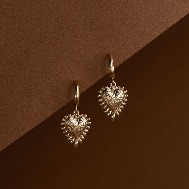 Zoe & Morgan Mini Heart Rays Earrings - Gold Vermeil - Earrings - Walker & Hall