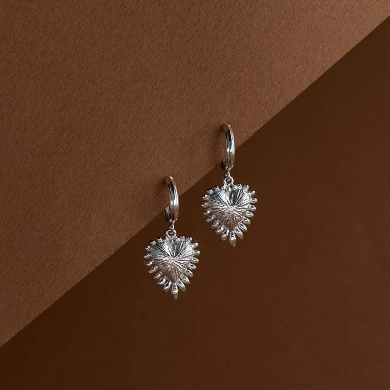 Zoe & Morgan Mini Heart Rays Earrings - Sterling Silver - Earrings - Walker & Hall
