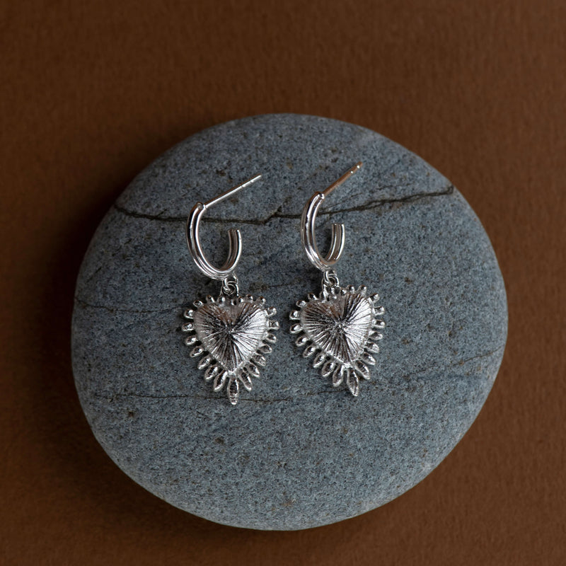 Zoe & Morgan Mini Heart Rays Earrings - Sterling Silver - Earrings - Walker & Hall
