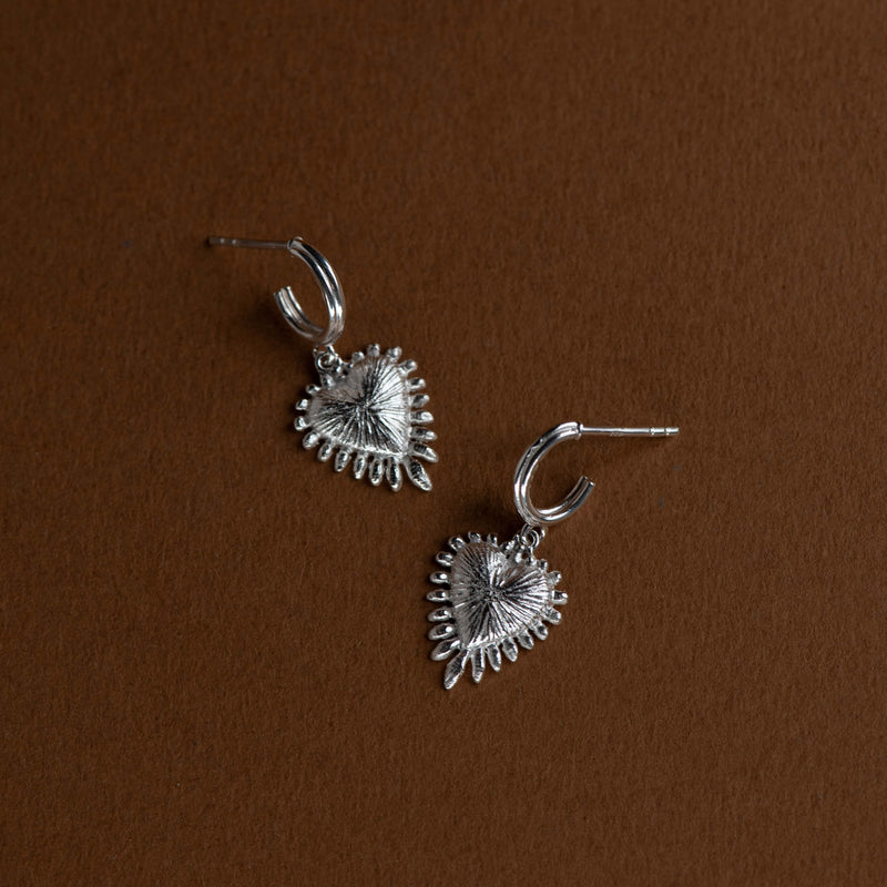 Zoe & Morgan Mini Heart Rays Earrings - Sterling Silver - Earrings - Walker & Hall