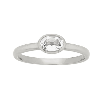 Zoe & Morgan Mon Petit Stacking Ring - Sterling Silver & Oval White Topaz - Ring - Walker & Hall