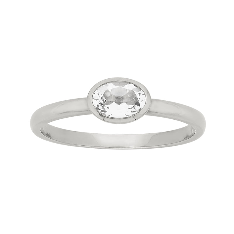 Zoe & Morgan Mon Petit Stacking Ring - Sterling Silver & Oval White Topaz - Ring - Walker & Hall