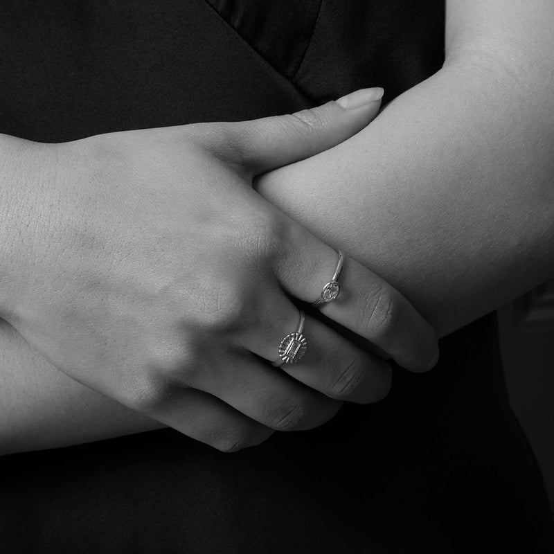 Zoe & Morgan Mon Petit Stacking Ring - Sterling Silver & Oval White Topaz - Ring - Walker & Hall
