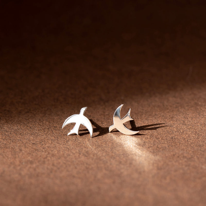 Zoe & Morgan Moonbird Stud Earrings - Sterling Silver-Earrings-Walker & Hall