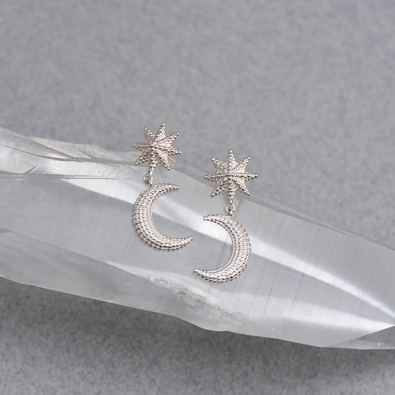 Zoe & Morgan Moonlight Earrings - Sterling Silver-Earrings-Walker & Hall